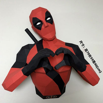 Homem Aranha Super Heróis Deadpool 3D Papercraft Modelo Escultura Faça Você Mesmo Hulk Brinquedos Artesanais Decoração de Casa Decorações de Parede de Corredor