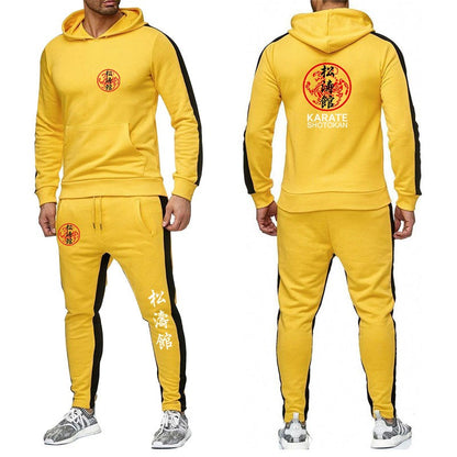 Shotokan Karate 2022 Men's New Solid Color Hooded Sweatshirts Fashion Pullover Top+Sweatpants Casual Jogging Fitness Sports Suit