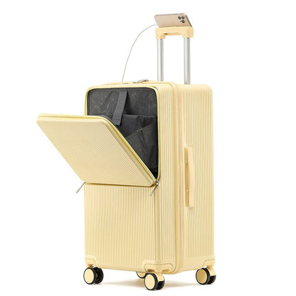 sushimu Suitcase Wide Handle Travel Suitcase Men 20 24 26 Carry-On Luggage Women PC Aluminum Frame Trolley Case