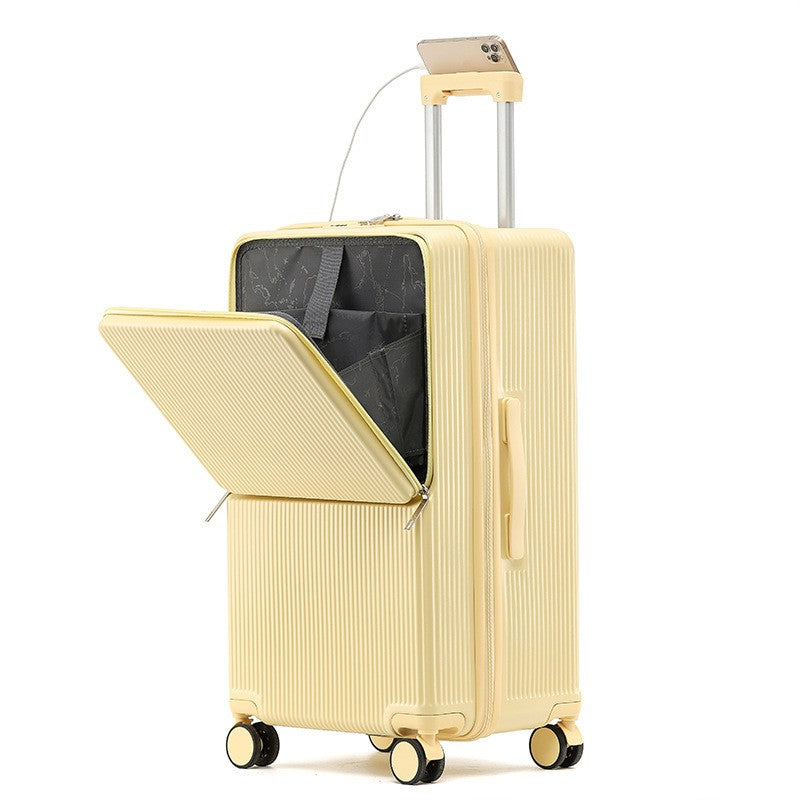 sushimu Suitcase Wide Handle Travel Suitcase Men 20 24 26 Carry-On Luggage Women PC Aluminum Frame Trolley Case