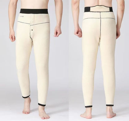 -30° Winter Thicken Keep Warm Long Wool Sheepskin Pants One Piece of Fur Men's and Women's High Waist Wool Liner Pants