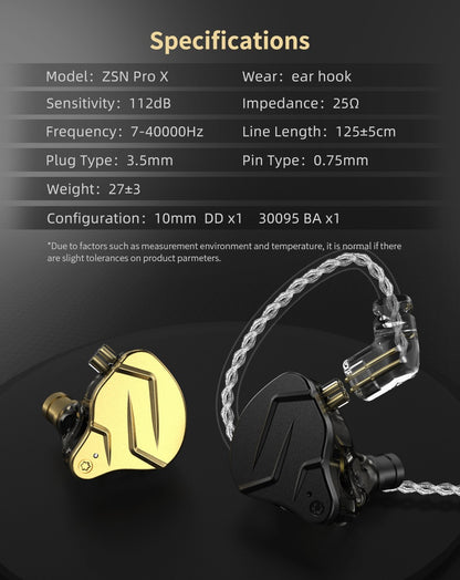 KZ ZSN Pro X Metal Wired Headset Hybrid Technology 1BA+1DD Ear Hook Monitor Headphones With Microphone Sport Earbuds Earphone