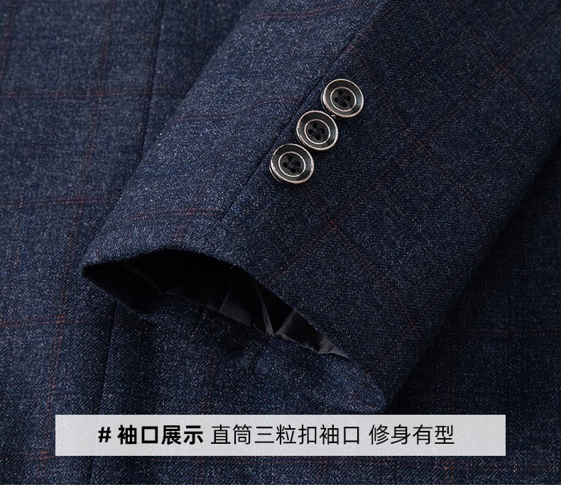 New Men's Blazer Fashion Middle-aged Business Casual Professional Wear Casual Loose British Style Sub-trend Four Seasons Suit