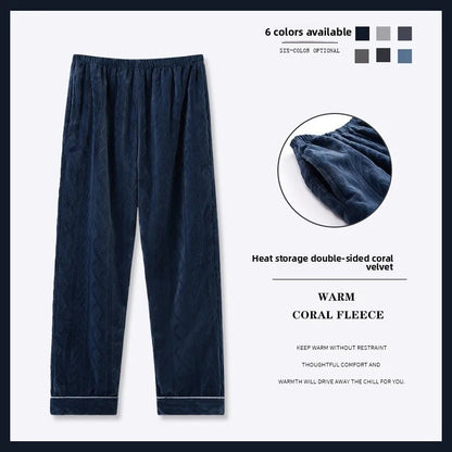 Men's Thickened Coral Fleece Pajama Pants Home Leisure Velvet Plush Winter Warm Large Size Sleepwear Comfortable Soft Fabric