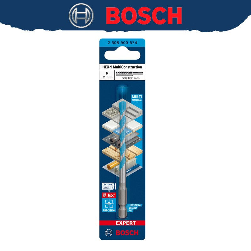 BOSCH EXPERT HEX-9 Broca Multiconstrução Para Concreto Azulejos Macios Broca Helicoidal de Alta Dureza 2608900569 2608900574
