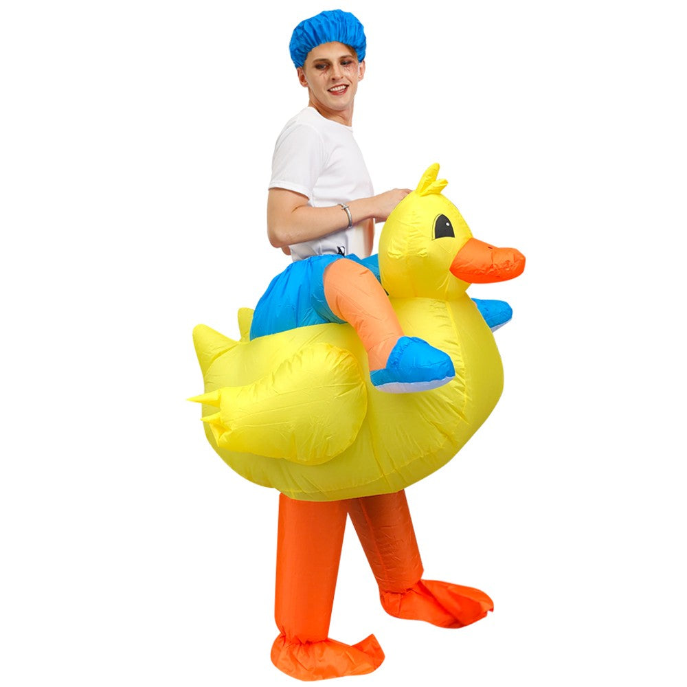 Adults Inflatable Yellow Duck Costume Halloween Costumes for Women Men Animal Cosplay Carnival Costume Party Fancy Dress