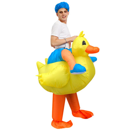 Adults Inflatable Yellow Duck Costume Halloween Costumes for Women Men Animal Cosplay Carnival Costume Party Fancy Dress
