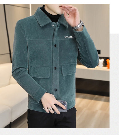 2022 Winter Wool Blends Jacket Plush Velvet and Short Thicken Trench Coat Casual Business Woolen Overcoat Social Men Clothing