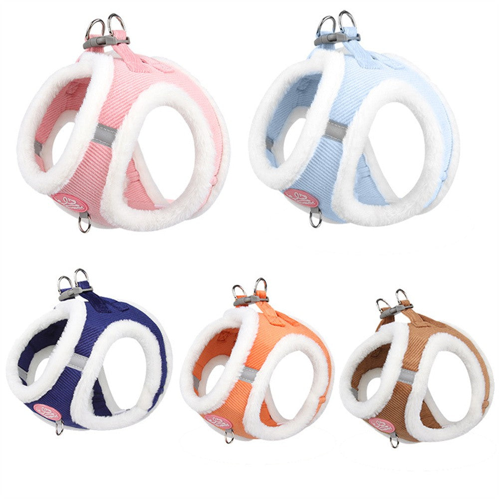 Colete Peitoral de Inverno Quente para Cães Chihuahua com Pelo, Conjunto de Colete Peitoral e Guia para Cães Pequenos, Filhotes, Yorkies, Acessórios para Mascotes