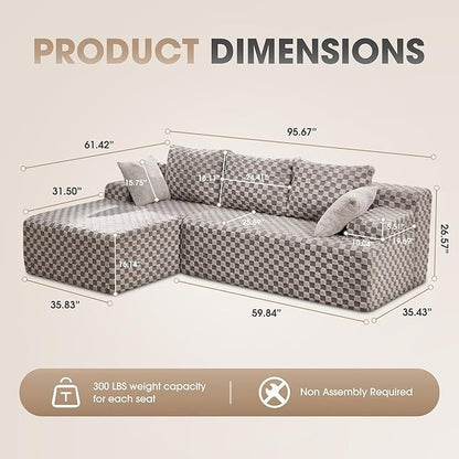 Modular L-Shaped 3-Seat Sectional | Memory Foam with Deep Seating & Storage Modules | Living Room Sofa