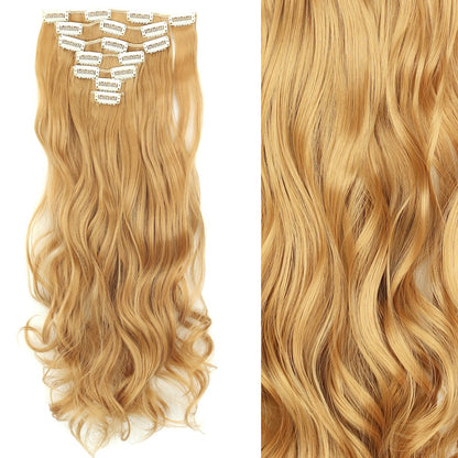 Cabelo Liso Comprido 16 Clipes 7 Pçs/Conjunto de Apliques de Cabelo Sintético Natural Loiro Preto Resistente ao Calor 2026