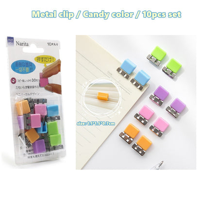10/20pcs Mini Paper Clips Set Candy Color Transparent Metal Bookmark for File Index Page Holder Clamp Memo Office School F709