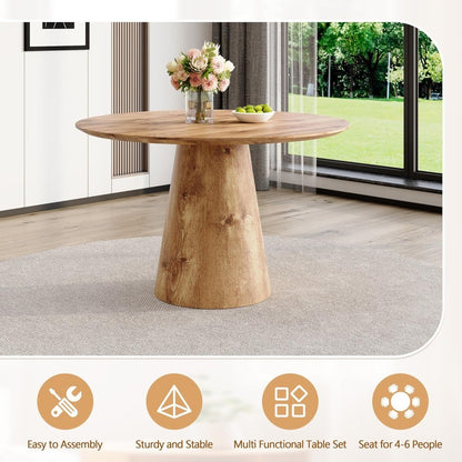 Round Dining Table 45'' | Wood Dining Room Table for 4-6 | Space Saving Round Kitchen Table for Kitchen Dining Room