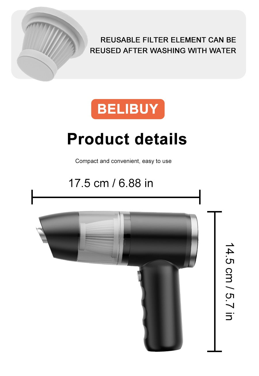 BELIBUY Car Vacuum Cleaner Portable Vacuum Cleaner home appliance High Power Mini Wireless Cleaner Carpet Vacuum Cleaner