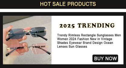 Rimless Square Sunglasses Women Men Luxury Brand Designer Popular Travel Driving Metal Leopard Head Sun Glasses Shade Eyewear