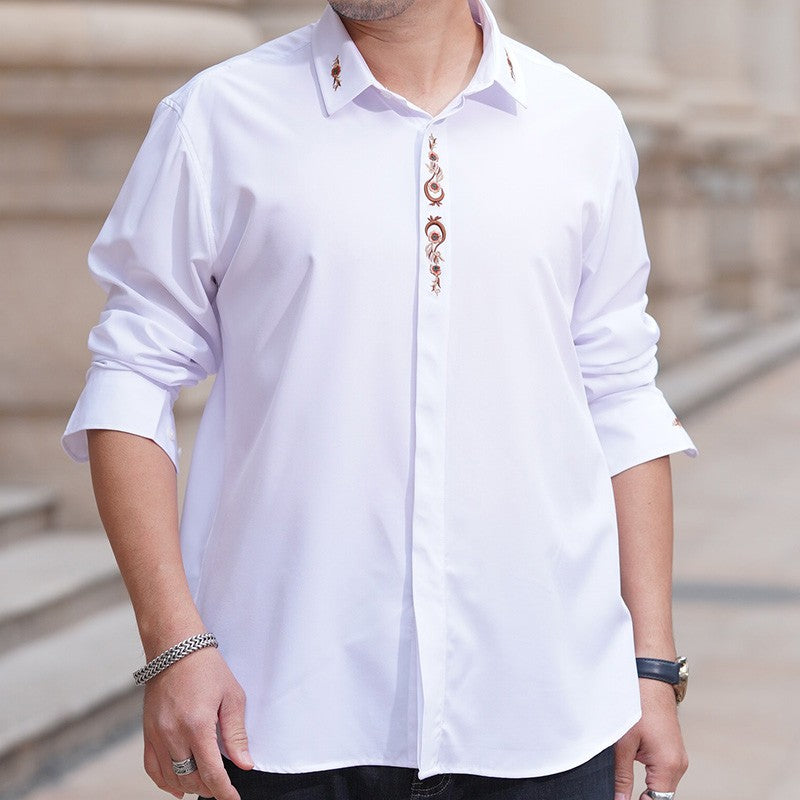 Men Shirt Denim Oversize Plus Size 6XL 7XL 8XL 10XL Oversize Fashion Casual Loose Golden Embroidery Loose Long Sleeve Soft Dress