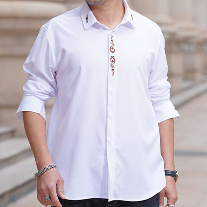 Men Shirt Denim Oversize Plus Size 6XL 7XL 8XL 10XL Oversize Fashion Casual Loose Golden Embroidery Loose Long Sleeve Soft Dress