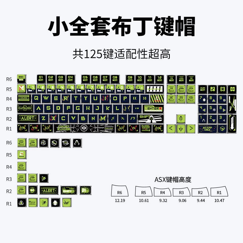 Doomsday Crossing Personalized Keycaps 125 Keys PBT+PC SAX Quad Translucent Pudding Keycaps for MX Switch Mechanical Keyboards
