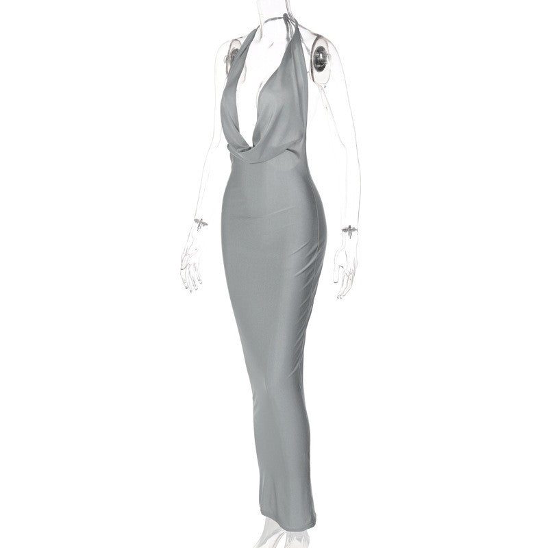 Dulzura Autumn Women Halter Backless Midi Dress For Women Bodycon Sexy Party Ele