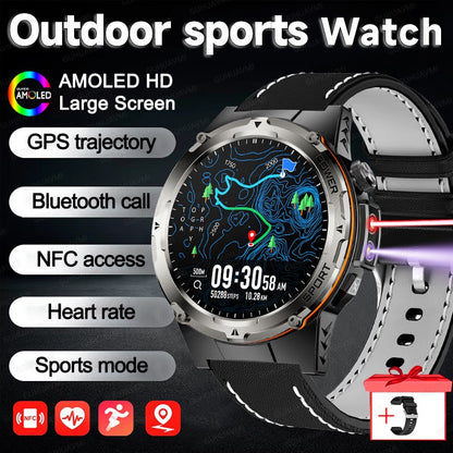 2026 Popular Outdoors GPS Sports Smart Watch Masculino Tela AMOLED Bússola à Prova D'água 500mAh NFC Chamada HD Smart Watch Para Homens T-REX 3