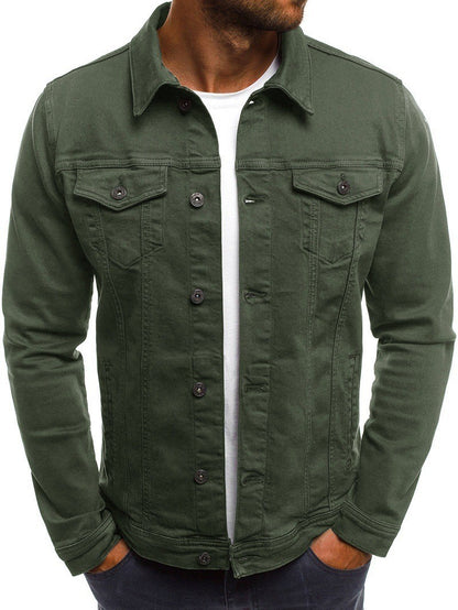 Retro Multiple pockets Men's denim Jacket 2025 Spring and Autumn Men's fashionable versatile slim fit Jacket coat