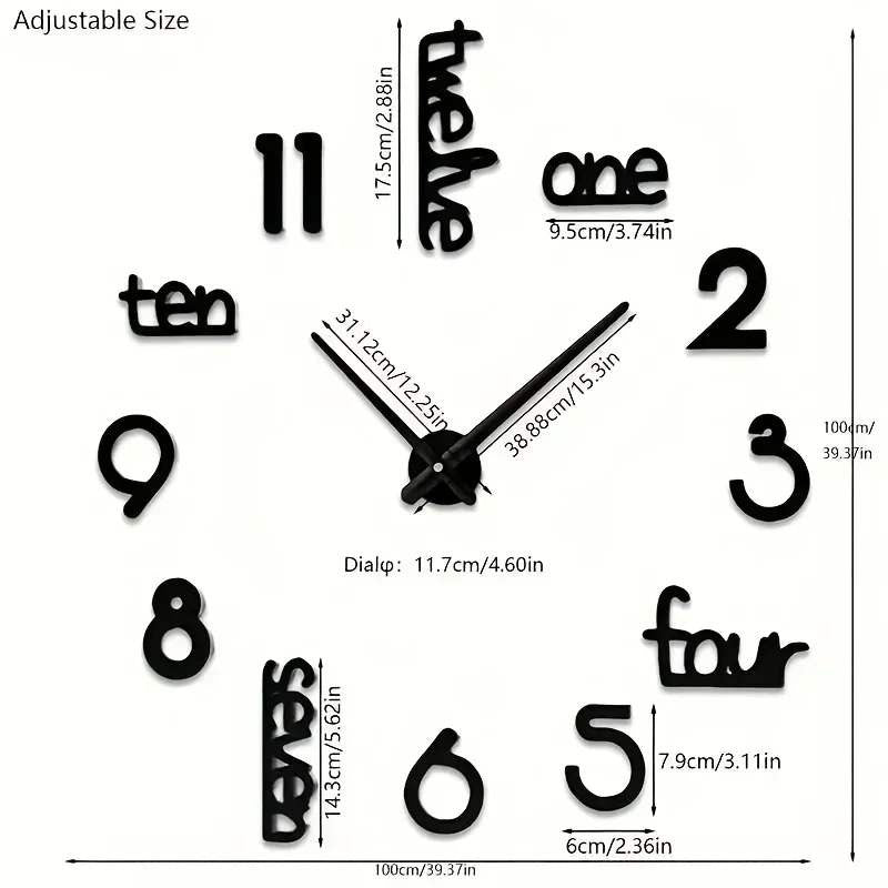 Frameless giant wall clock, modern home decoration,  bedroom, and   for home office. living room decoration