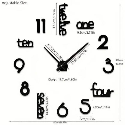 Frameless giant wall clock, modern home decoration,  bedroom, and   for home office. living room decoration