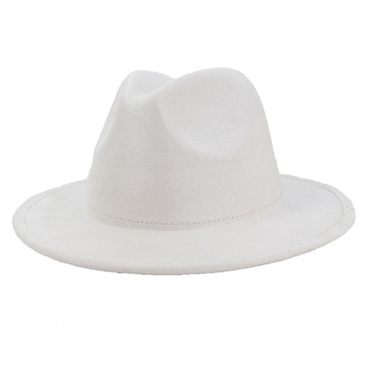 Chapéus Fedora de Camurça Feminino de Luxo Cor Sólida Elegante Festa Igreja Cartola Masculino Aba Larga Panamá Boné de Feltro Sombreros De Mujer