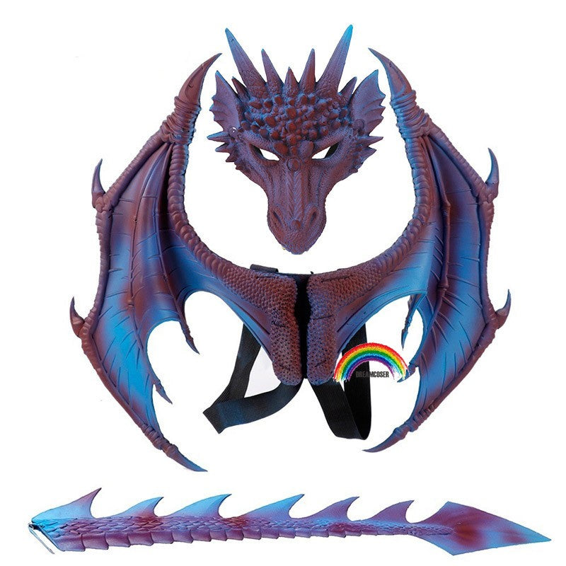 Animal Cospty Dragon Costume Purim Christmas Gift Carnival Party Cosplay Set Wing and Tail faucet Costume