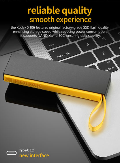 KODAK Portable SSD External Hard Drive 2TB 1TB 512GB 256GB Flash USB3.2 Type-C Mini PSSD for Laptop Desktop Smartphones