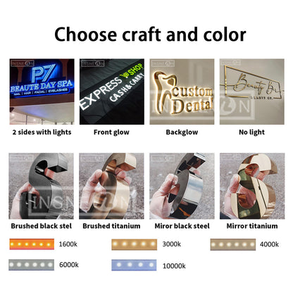 Luminous Letters Custom Logo Led Acrylic Signs Business Light Letter Advertising Luxury Brand Metal Sign Neon Wall Signboard 3d