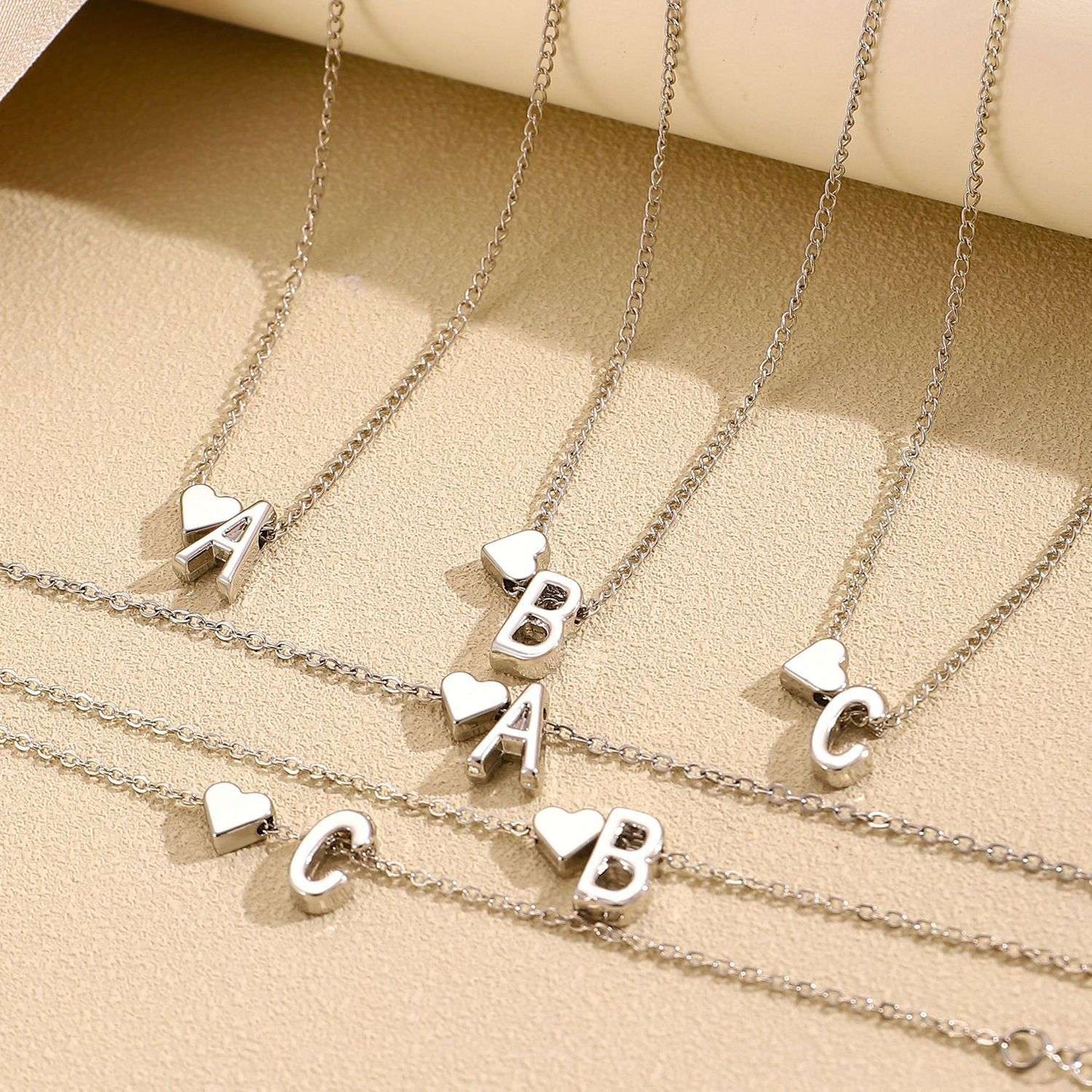 LATS Fashion Tiny Heart Dainty Necklace Gold Silver Color 26 Letter Name Choker For Women Pendant Bracelets Jewelry Gift