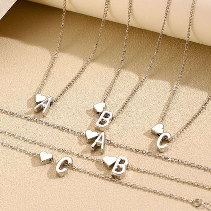 LATS Fashion Tiny Heart Dainty Necklace Gold Silver Color 26 Letter Name Choker For Women Pendant Bracelets Jewelry Gift