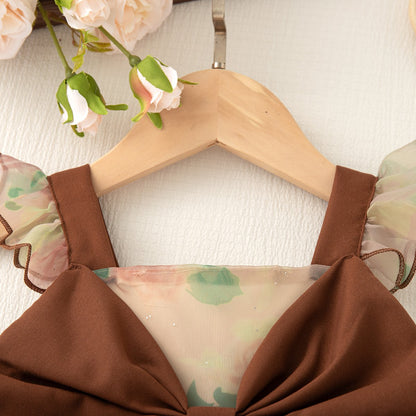 Summer Baby Girl Dress Bow Sequined Sleeves Princess Tulle Dress for Kids Girl Dance Party Gown Summer Clothes