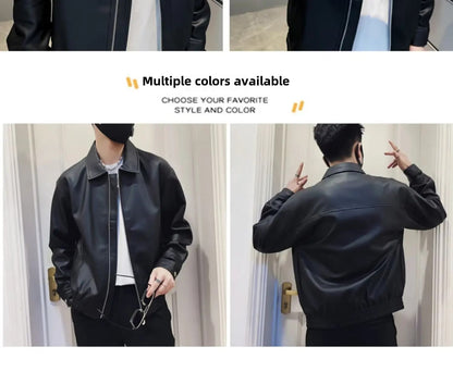 Men's PU Leather Jacket Motorcycle Style Stand Collar Spring Autumn Casual Workwear Fashionable Trendy New Hot Sale Of The Seaso