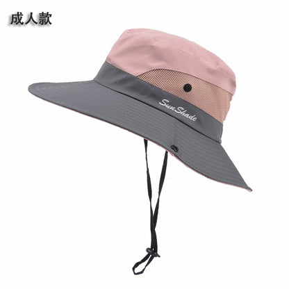 Women Ponytail Fisherman Hat Waterproof Sun Cap Pure Color Outdoor Travel Fishing Climbing Hiking Large Brim Bucket Hat undefine
