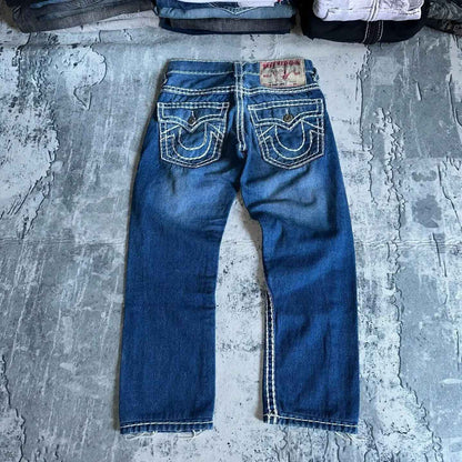 Vintage Y2k Buddha Embroidered Jeans for Men Clothing Casual High Street Straight and Versatile Men Jeans Baggy Men Pants