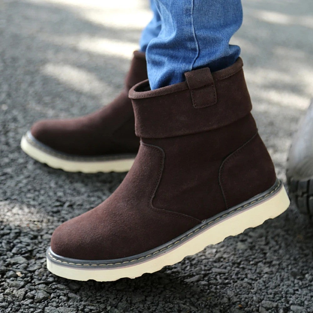 2025  Men's casual snow boots Trendy and versatile minimalist style Fashionable street walking Outdoor Warm Shoes Classic Black
