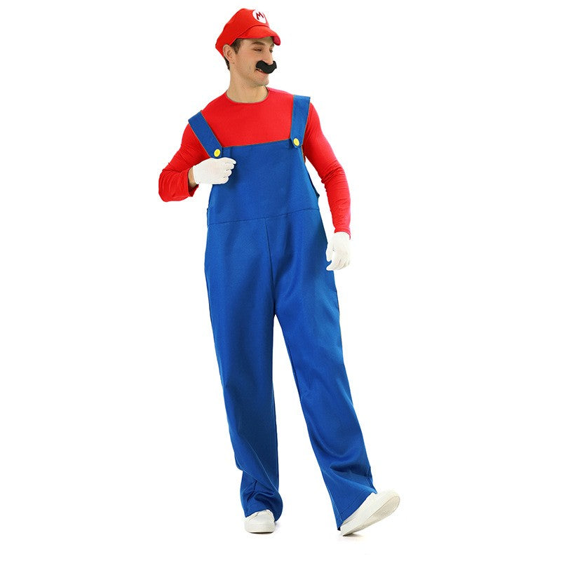 Game Super Luigi Brothers Uniform Funny Anime Adult Men Woman Halloween Carnival Performances Costume with Hat Mustache Gloves