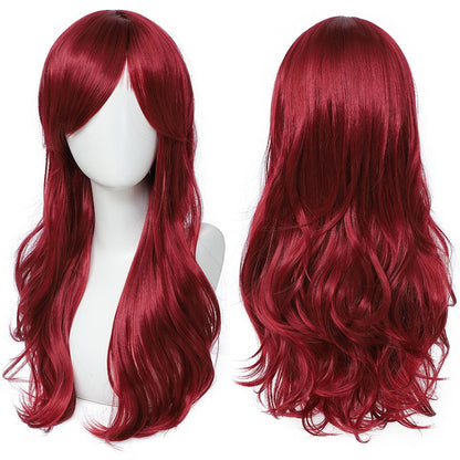 Peruca Cosplay Anime Versátil Multicolorida Cabelo Longo Cacheado com Cabelo Levemente Cacheado Peruca de Fibra Sintética