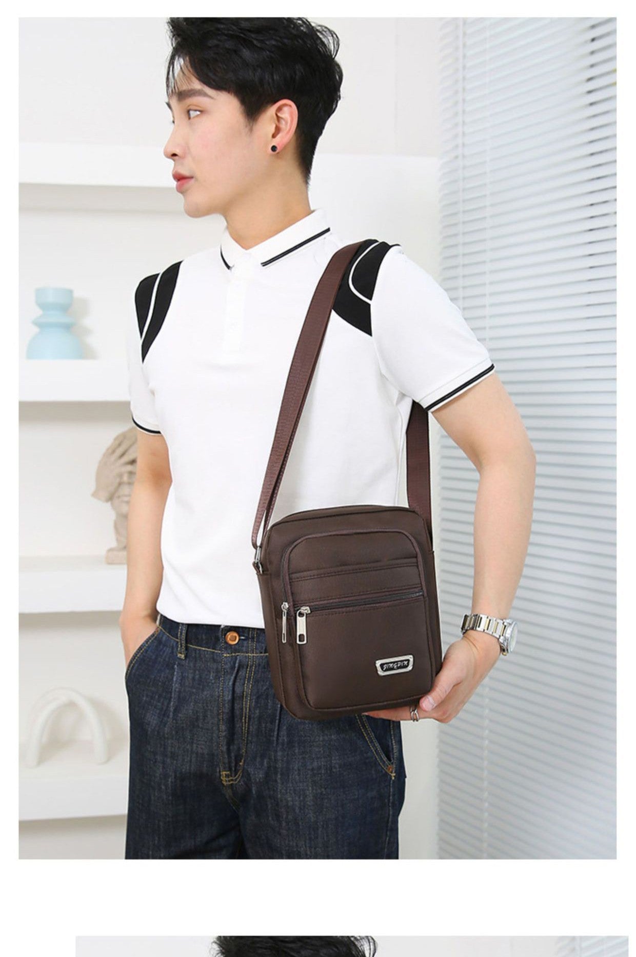 Waist Men's Crossbody Messenger Bags Male Canvas Shoulder Bags Men Handbag Chest Shoulder Belt Bag Casual Large Boy Satchel Grey