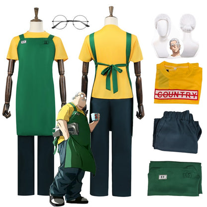 Anime Sakamoto Days Taro Sakamoto Cosplay Costume Yellow Retired T-Shirt Green Apron Glasses Halloween Party Suit For Men