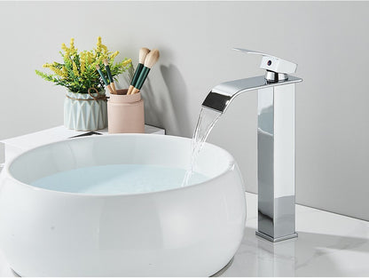 Brushed Golden Basin Faucets Elegant Waterfall Bathroom Sink Faucet Single Lever Hole Deck Mount Brass  Mixer Taps