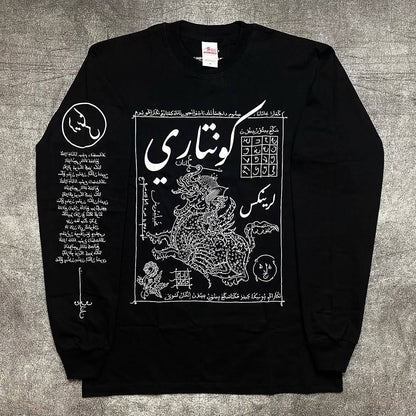 Y2K Harajuku Retro Personalized Pattern Design Casual Loose Cotton T-shirt Men Street Hip-hop Fashion Oversized Top Women