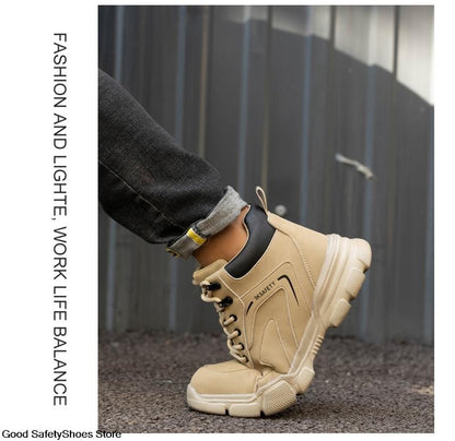 Botas de Segurança Masculinas com Biqueira de Aço Indestrutíveis para Construção Botas de Segurança à Prova de Perfurações Calçados de Trabalho Masculinos Protetores