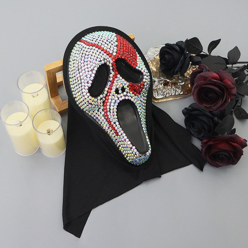 Cosplay Unique Bleed Bloody With Diamond-Studded Ghost Scream Mask Full Face Head Cover Halloween Carnival Party Costume Props