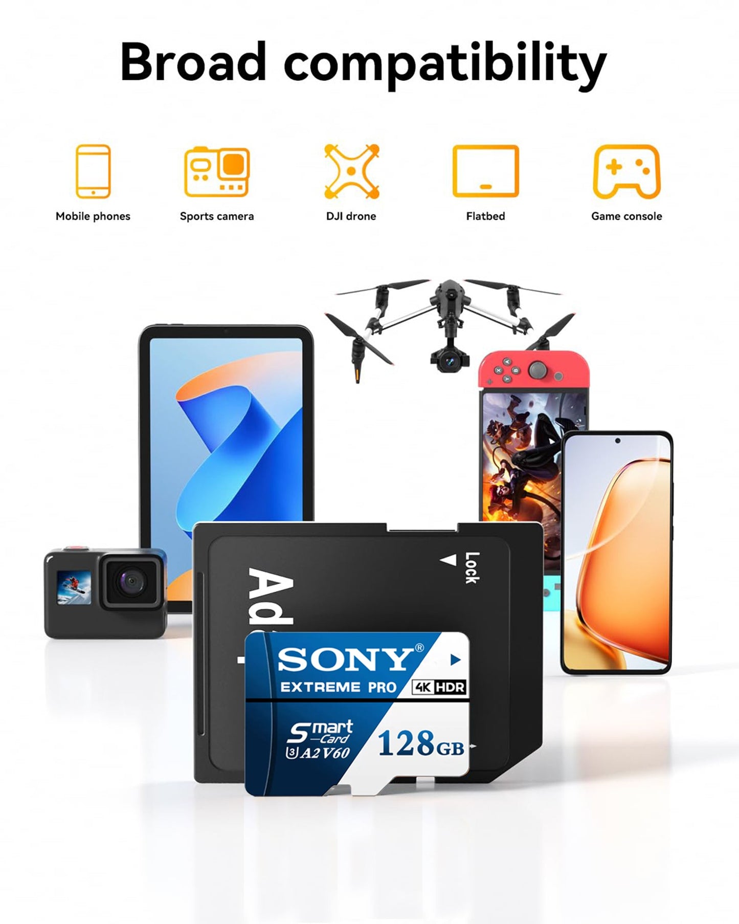 Cartão de Memória Sony SD de Alta Velocidade Micro SD Card 1024GB 512GB 256GB 128GB 64GB A2 V60 U3 Cartão de Memória TF para Celular Câmera PC