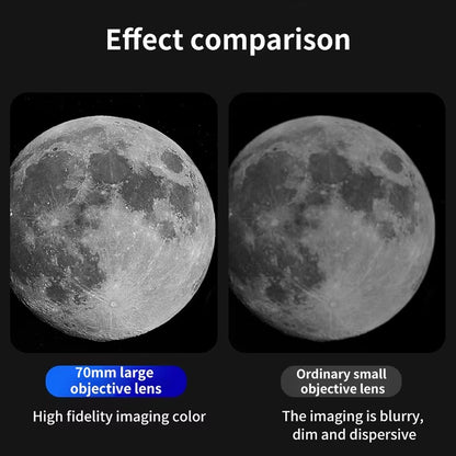 Telescópio Astronômico 150X, Refrator de Abertura de 70mm, Telescópio Portátil de Viagem com Adaptador de Celular e Controle Remoto Sem Fio