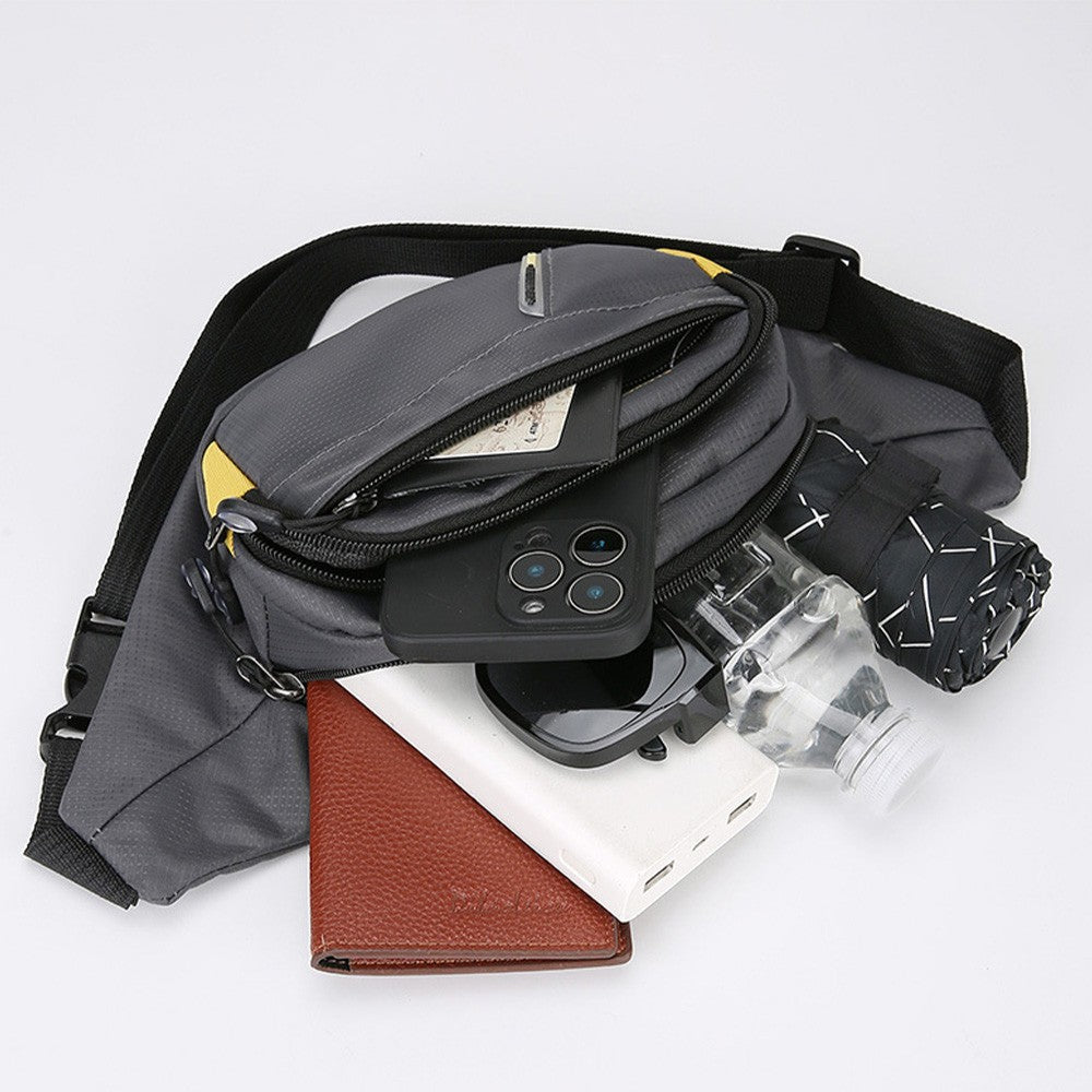 Multi-functional outdoor sports waist bag, men's large-capacity multi-layer crossbody single-shoulder bag A-DH