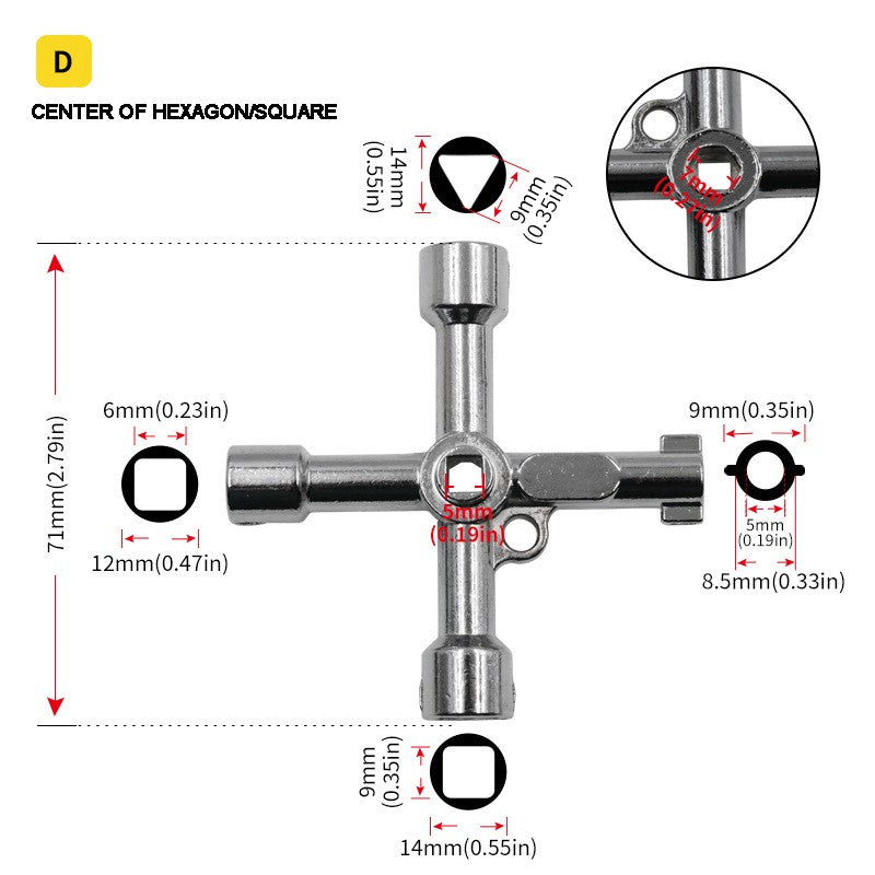 Chave Inglesa Phillips de 4 Vias Mini Universal Triângulo Interno Multifunções Pequena Chave Cruzada Ferramentas Manuais de Reparo Para Elevador de Carro